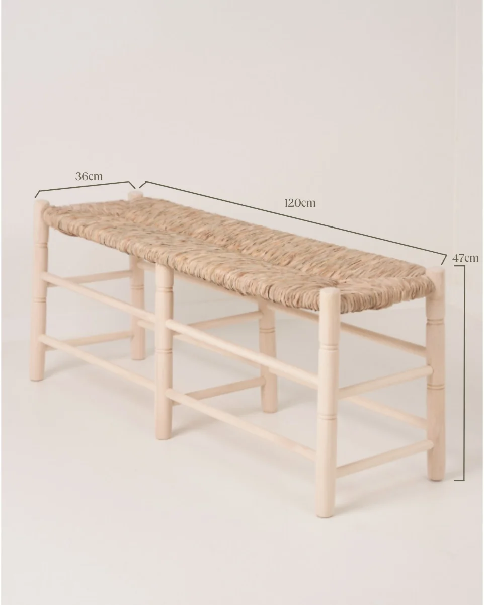 Plano comparativo con medidas de los bancos de madera y enea de 60cm, 85cm y 120cm