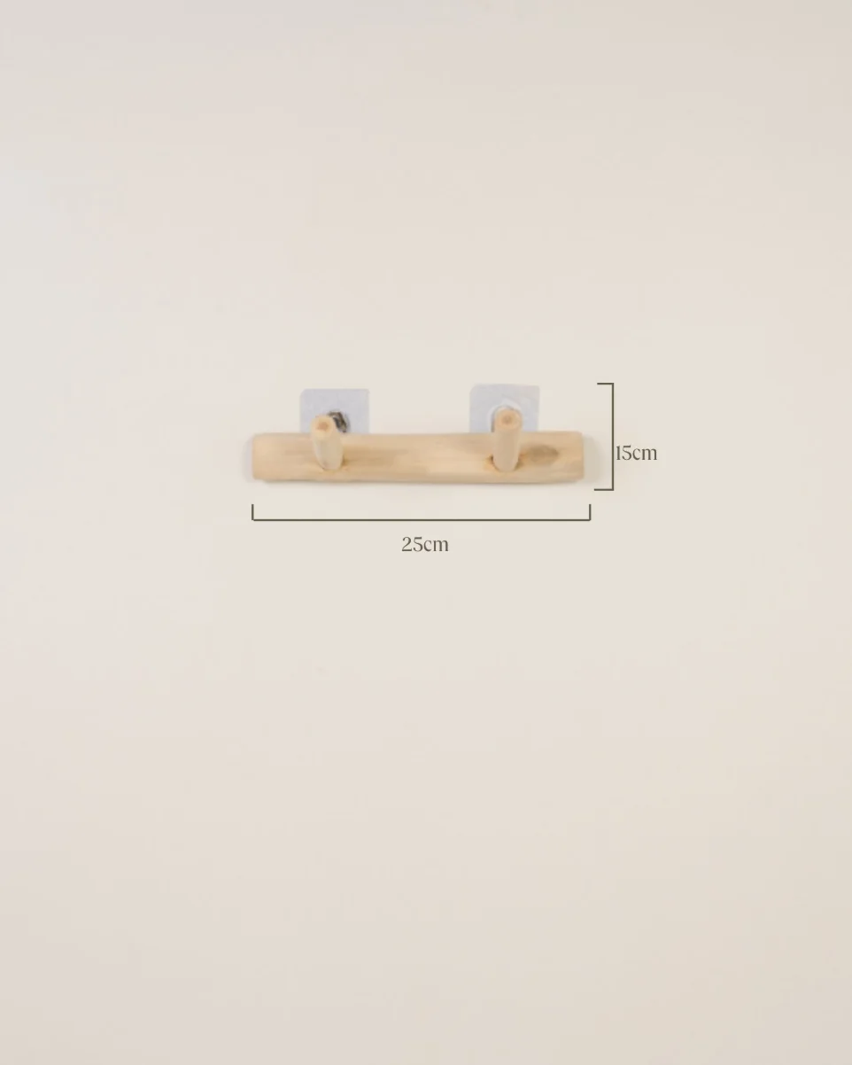 Plano técnico con medidas de los percheros de pared de madera de 25cm y 70cm de largo