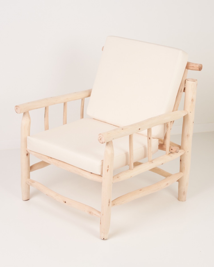 Sillón individual de madera natural Unha