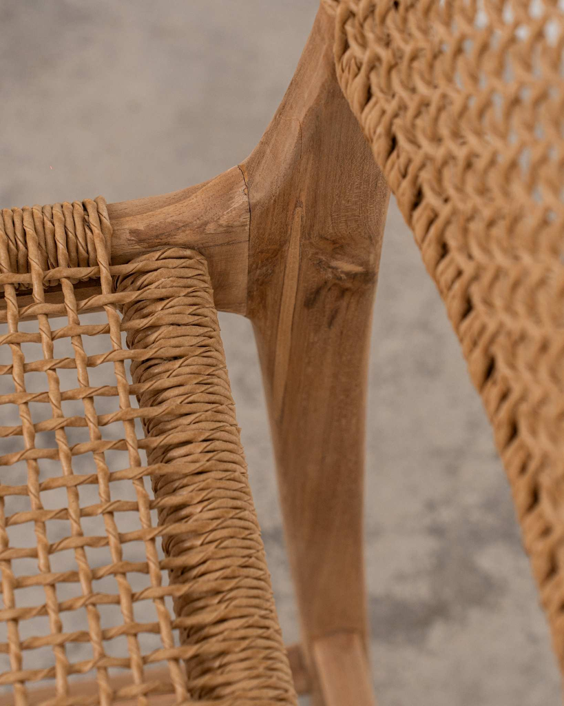 Taburete de madera de teca y cuerda Astrid