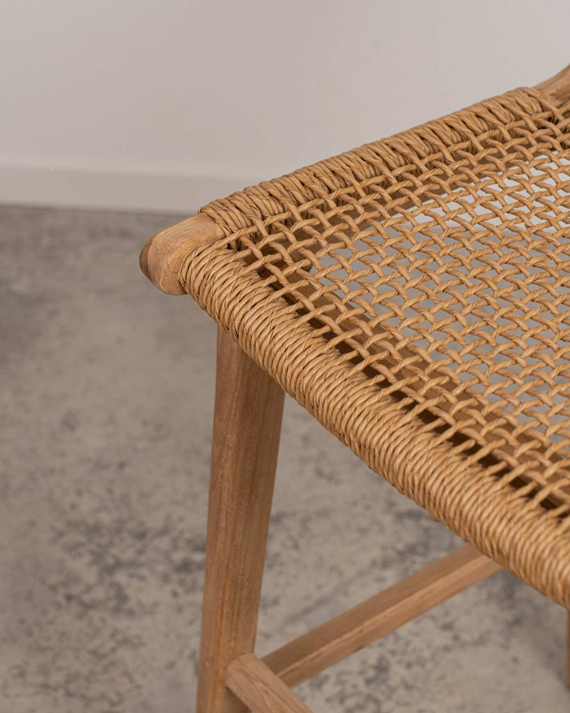 Taburete de madera de teca y cuerda Astrid
