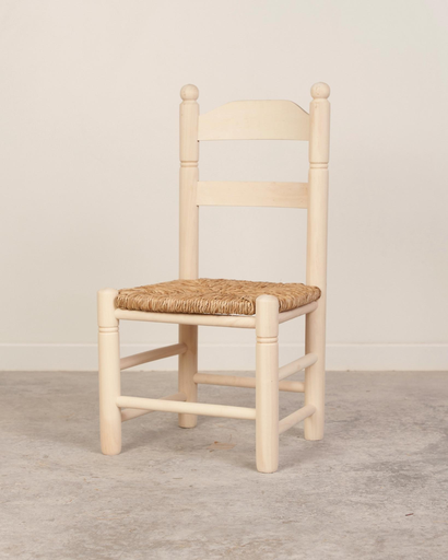 [8020] Silla chata de madera y enea acabado natural