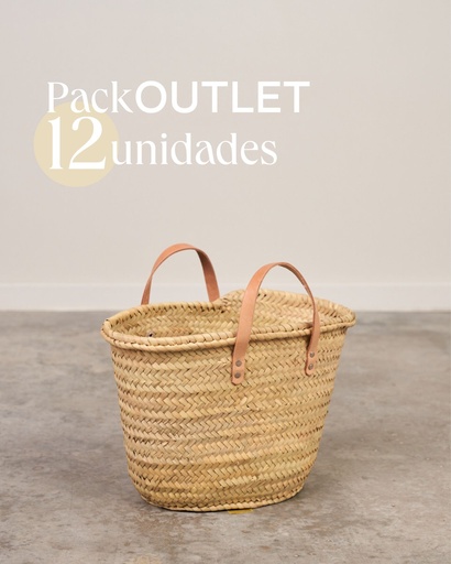 Outlet. Pack 12 unidades. Capazo con asas cortas beige.