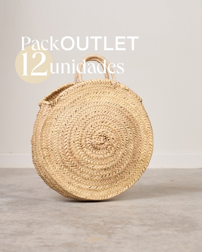 Outlet. Pack 12 unidades Capazo de palma redondo con asas de pita