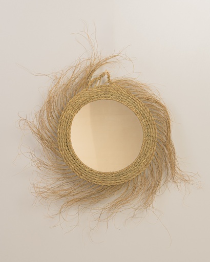 Espejo de esparto para decorar la entrada